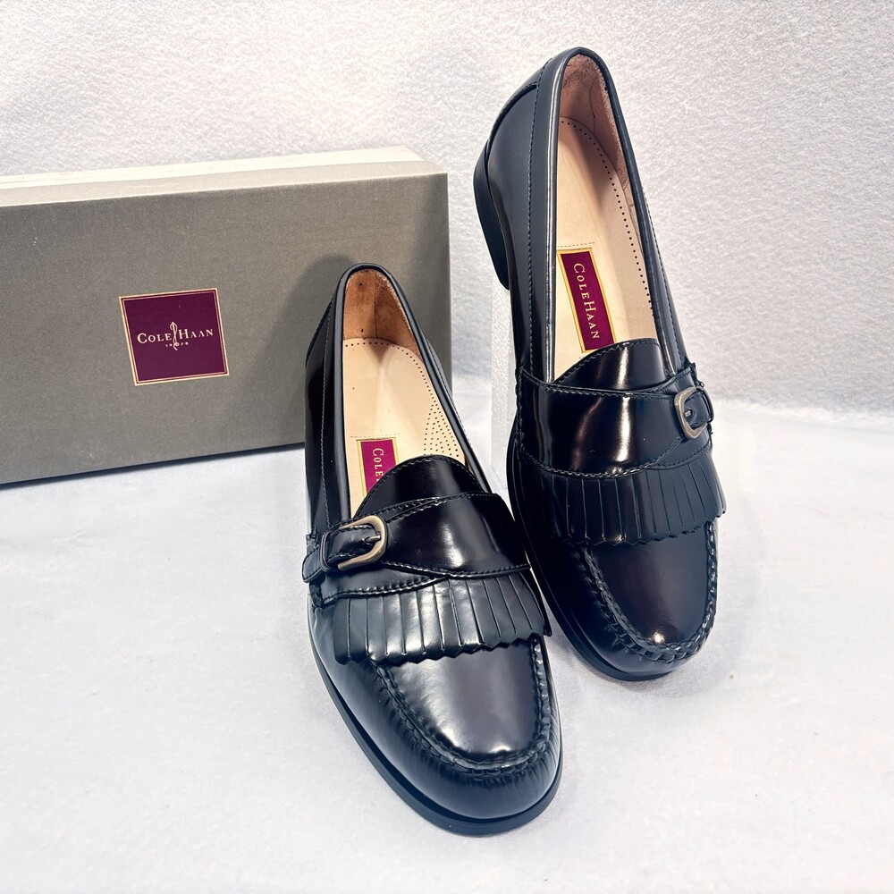 Cole Haan Pinch Buckle Loafers Size 13 D Black Leather Mens